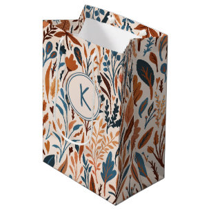 Boho-Monogramm Herbstblätter Mittlere Geschenktüte