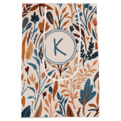 Boho-Monogramm Herbstblätter Mittlere Geschenktüte (Rückseite)