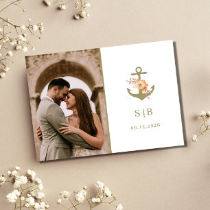 Boho-Monogramm-Hochzeitsfoto-Dankeschön Dankeskarte