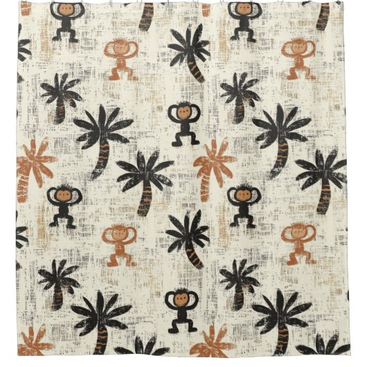 Boho-Monster-Dschungel-Safari-Muster Duschvorhang (Vorderseite)