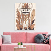 Boho Monster Leaf Botanischer Kunststil Moderne Leinwanddruck (Insitu (Wohnzimmer))