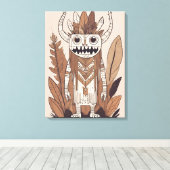 Boho Monster Leaf Botanischer Kunststil Moderne Leinwanddruck (Insitu (Holzboden))
