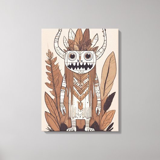 Boho Monster Leaf Botanischer Kunststil Moderne Leinwanddruck (Vorderseite)