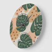 Boho monstera: abstraktes tropisches Muster Große Wanduhr (Winkel)