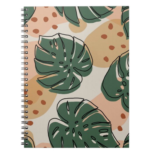 Boho monstera: abstraktes tropisches Muster Notizblock (Vorderseite)