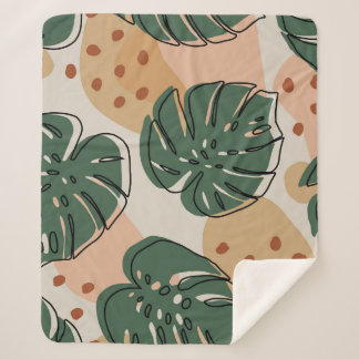 Boho monstera: abstraktes tropisches Muster Sherpadecke