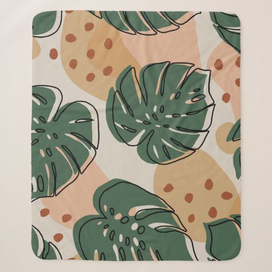 Boho monstera: abstraktes tropisches Muster Sherpadecke (Vorderseite)