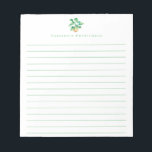 Boho Monstera Pflanze Minimalistisch Green Persona Notizblock<br><div class="desc">Einfache Aquarellmonstera-Blatt-Pflanze zeichnend,  personalisiert mit Ihrem Namen.</div>