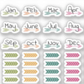 Boho Monthly Arrows and Washi Planner Stickers Aufkleber (Vorderseite)