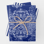 Boho Moody Blues Mandalas, Streifen und Solid Geschenkpapier Set (Beispiel)