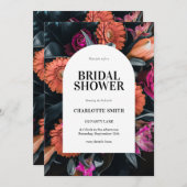 Boho Moody Dark Floral Brautparty Einladung (Vorne/Hinten)