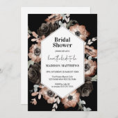 Boho Moody Floral Pink & Black Brautparty Einladung (Vorne/Hinten)