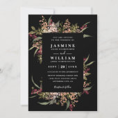 Boho Moody Romantische Blumen QR-Code Hochzeit Einladung (Vorderseite)