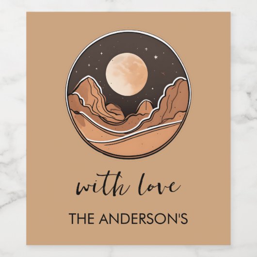 Boho Moon Adventures Erkundung der Wüste Weinetikett (Einzelnes Label)