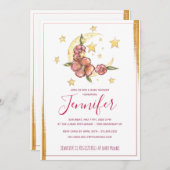 Boho Moon Babydusche Einladung (Vorne/Hinten)