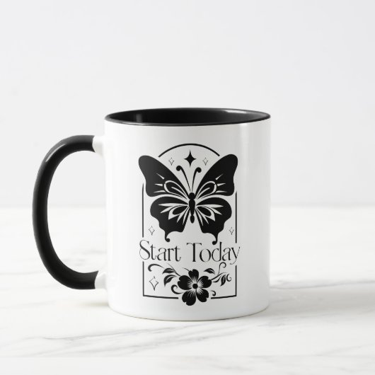 Boho Moon Black and White positive Affirmative Tasse (Links)