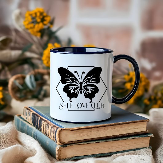 Boho Moon Black and White Self Liebe Club Tasse