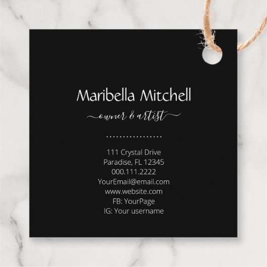 Boho Moon Crystals Feathers Blume Business Card Geschenkanhänger (Rückseite)