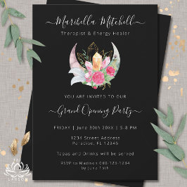Boho Moon Crystals Feathers Blume Business Event Einladung