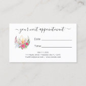 Boho Moon Crystals Feathers Blume Ernennung Visitenkarte (Rückseite)