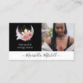 Boho Moon Crystals Feathers Blume Ernennung Visitenkarte (Vorderseite)