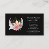 Boho Moon Crystals Feathers Blume Horizontal Visitenkarte (Rückseite)