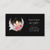 Boho Moon Crystals Feathers Blume Horizontal Visitenkarte (Vorderseite)