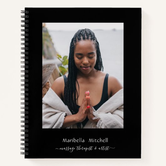 Boho Moon Crystals Feathers Blume Vertikales Foto Notizblock (Vorderseite)