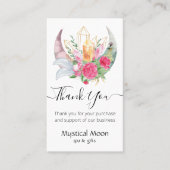 Boho Moon Crystals Feathers Blume Vielen Dank Visitenkarte (Vorderseite)