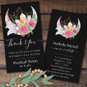 Boho Moon Crystals Feathers Blume Vielen Dank Visitenkarte