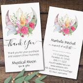 Boho Moon Crystals Feathers Blume Vielen Dank Visitenkarte