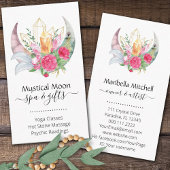 Boho Moon Crystals Feathers Blume Visitenkarte
