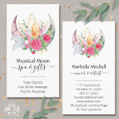 Boho Moon Crystals Feathers Blume Visitenkarte
