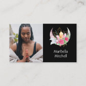 Boho Moon Crystals Feathers Pink Blume Foto Visitenkarte (Vorderseite)