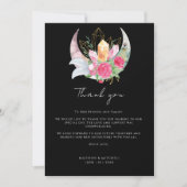 Boho Moon Crystals Feathers Pink Blume Hochzeit Dankeskarte (Vorderseite)
