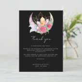 Boho Moon Crystals Feathers Pink Blume Hochzeit Dankeskarte (Stehend Vorderseite)