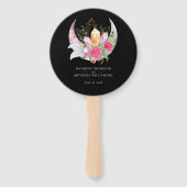 Boho Moon Crystals Feathers Pink Blume Hochzeit Fächer (Rückseite)