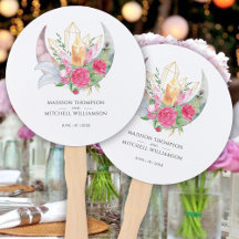 Boho Moon Crystals Feathers Pink Blume Hochzeit