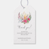 Boho Moon Crystals Feathers Pink Blume Hochzeit Geschenkanhänger (Vorderseite)