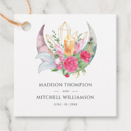 Boho Moon Crystals Feathers Pink Blume Hochzeit Geschenkanhänger