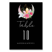 Boho Moon Crystals Feathers Pink Blume Hochzeit Tischnummer (Rückseite)