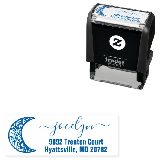 Boho Moon Hand Zeichne Rücksendeadresse Permastempel (Beispiel)