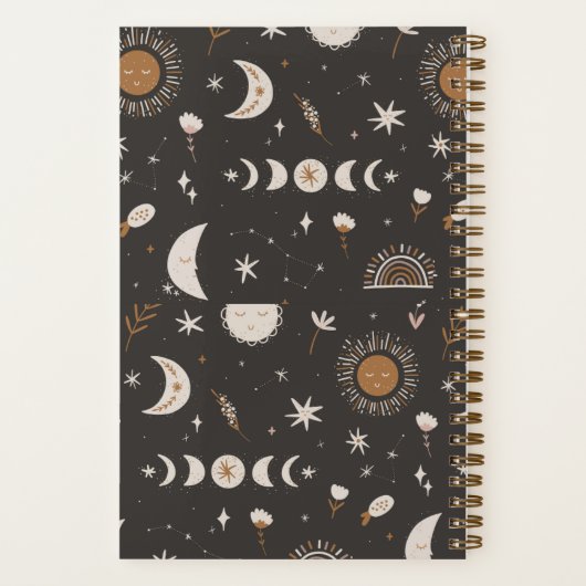 Boho Moon Journal | Schwarz & Gold Notizblock (Rückseite)