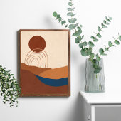 Boho Moon Landscape Abstrakt Earth Tones Poster