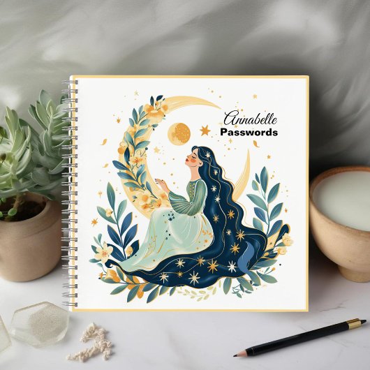 Boho Moon Maiden Spiral Notebook Notizblock