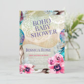 Boho Moon Mama Baby Shower Einladung (Stehend Vorderseite)