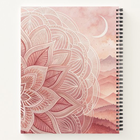 Boho Moon Mandala Notebook Notizblock (Rückseite)