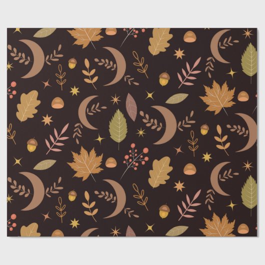 Boho Moon mit dem Muster der Herbstleaves Geschenkpapier (Flach)