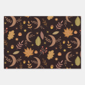 Boho Moon mit Herbstblättermuster Geschenkpapier Set (Vorderseite 3)