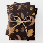Boho Moon mit Herbstblättermuster Geschenkpapier Set (Beispiel)